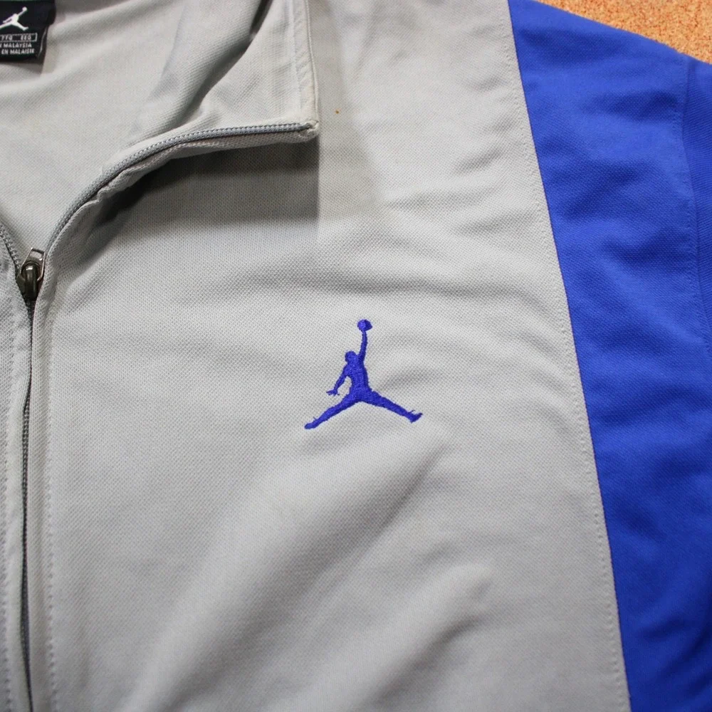 Air Jordan Flight Track Jacket Men 2XL Gray Blue Nike Color Block Y2K Retro